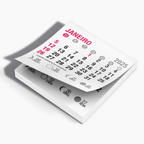 Mini Bloco de Calendário 2025 5x4,4cm - 100 unidades