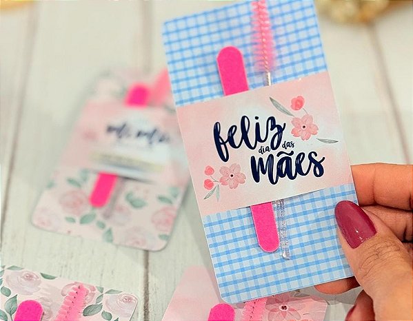 Card Dia das Mães com lixa e escovinha - 10 unidades