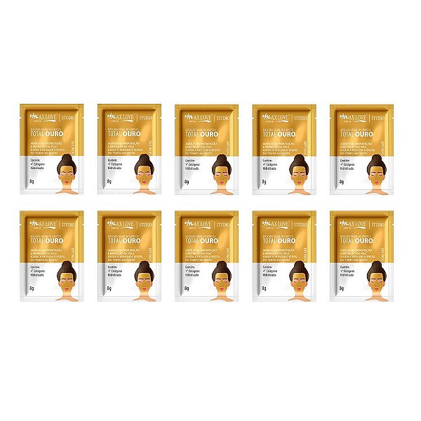 Máscara Facial Peel Off Total Ouro Max Love – Pcte c/ 10 unid