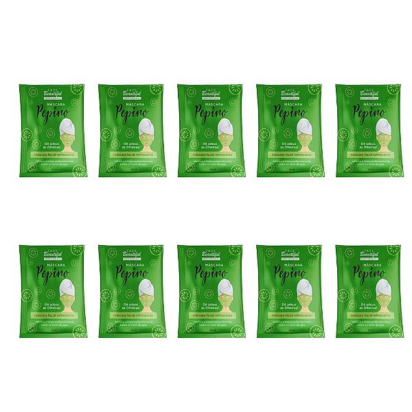 Máscara Facial Pepino Face Beautiful FB115 – Pcte c/ 10 unid