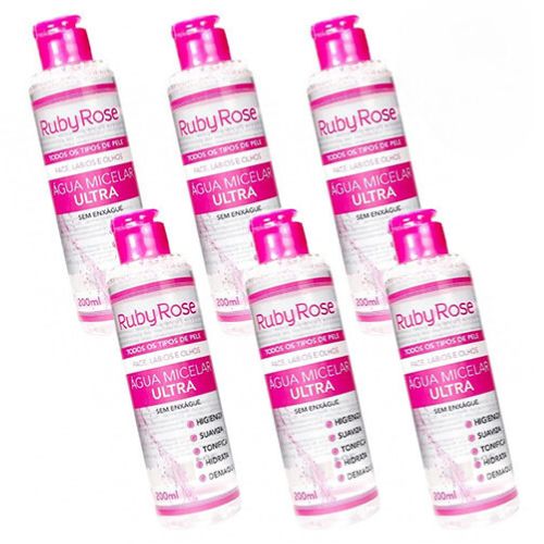 Água Micelar Ruby Rose 200ml HB-304 – Kit c/ 06 unid