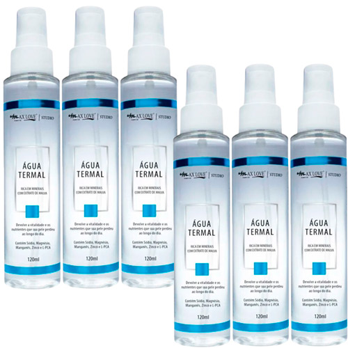 Água Termal Splash 120ml Max Love – Kit c/ 06 unid