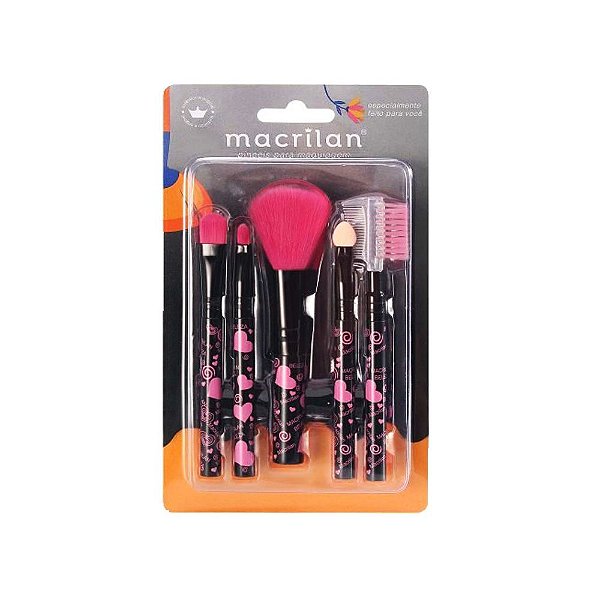 Kit com 5 Pincéis para Maquiagem Macrilan KP5-35