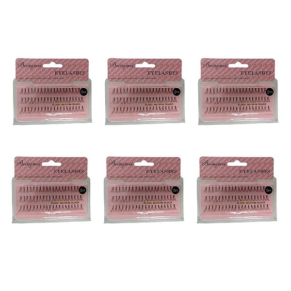 Cílios Postiços Tufo 12mm Beingmei - Kit c/ 06 unid