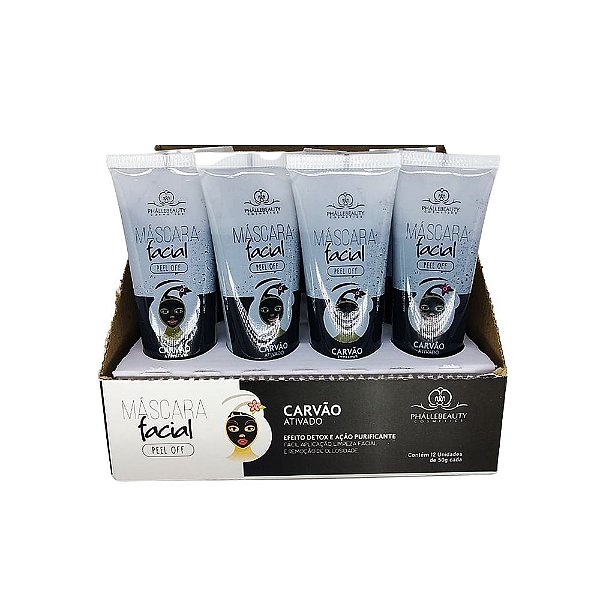 Máscara Facial Peel Off Carvão Ativado Phállebeauty PH0051 – Box c/ 12 unid