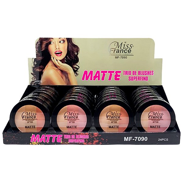 Trio de Blush Super Fino Matte Miss France MF-7090 – Box c/ 24 unid