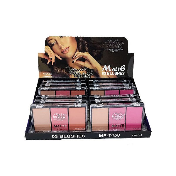 Trio de Blush Matte Miss France MF-7458 – Box c/ 12 unid