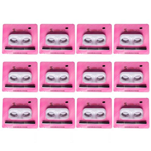 Kit de Cílios Postiços + Pincel para Sobrancelha Duplo Sabrina Sato SS-1346 - Box c/ 12 unid