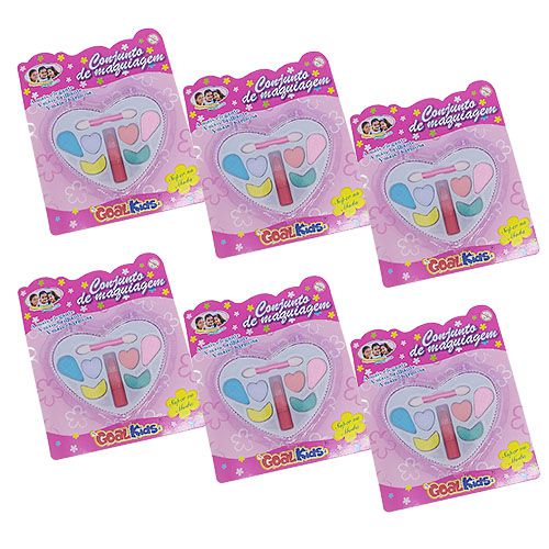 Estojo de Maquiagem Coração Goal Kids GK1585 - Kit c/ 06 unid