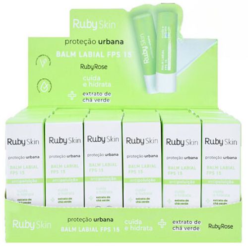 Balm Labial Proteção Urbana Ruby Skin Ruby Rose HB-558 – Box c/ 24 unid