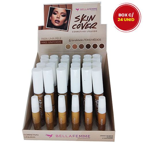 Corretivo Líquido Skin Cover Bella Femme BF10047B - Box c/ 24 unid