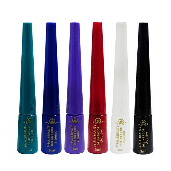 Delineador Líquido Colorido Phállebeauty PH03032 - Kit c/ 06 unid