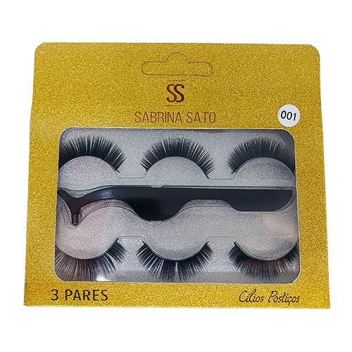 Cílios Postiços com 03 pares + Pinça Sabrina Sato SS-1405