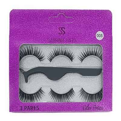 Cílios Postiços com 03 pares + Pinça Sabrina Sato SS-1409