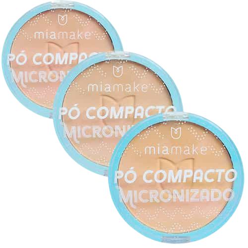 Pó Compacto Micronizado Cores Claras Mia Make 244 - Kit c/ 03 unid