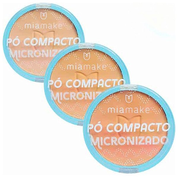 Pó Compacto Micronizado Cores Médias Mia Make 245 - Kit c/ 03 unid