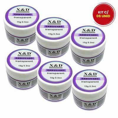 Gel de Unha Led UV X & D Transparente - Kit c/ 06 unid