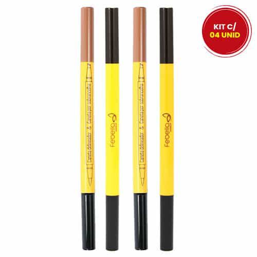 Caneta 2 em 1 Delineadora e Sobrancelha Febella DOS3027 - Kit c/ 04 unid