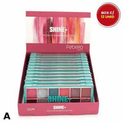 Paleta de Sombras 12 Cores Shine+ Febella PSO30316 - Box c/ 12 unid