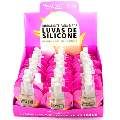 Hidratante para Mãos Luvas de Silicone 50g Max Love - Box c/ 42 unid
