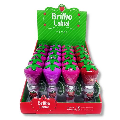 Gloss Labial Morango Vivai 3029.1.1 - Box c/ 24 unid
