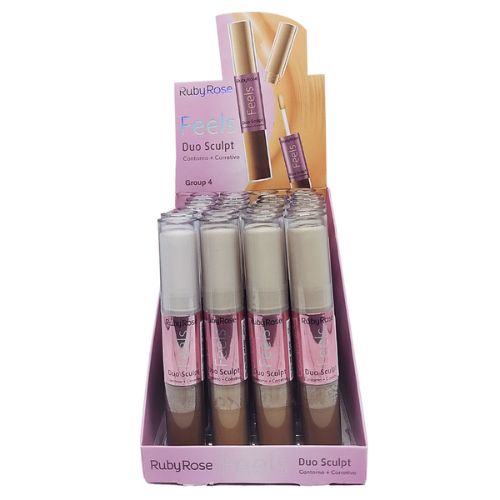Corretivo e Contorno Duo Sculpt Feels Ruby Rose HB-8101 Group 04 - Box c/ 24 unid