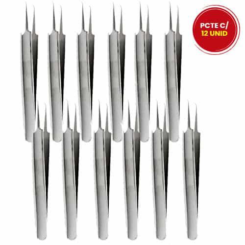 Pinça Curva de Precisão para Alongamento e Extensão de Cílios Mandala JJ-3159 - Pcte c/ 12 unid