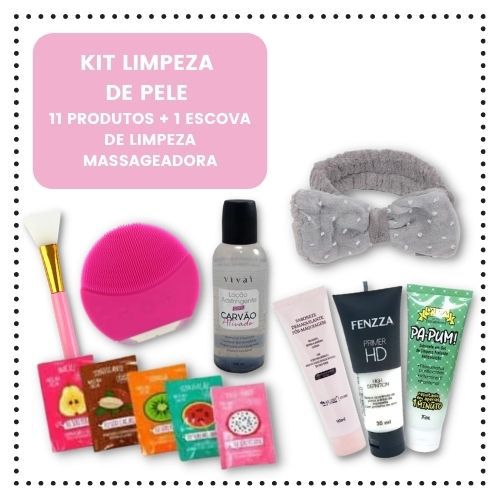 Kit Limpeza de Pele - 11 Produtos + 1 Escova de Limpeza Massageadora
