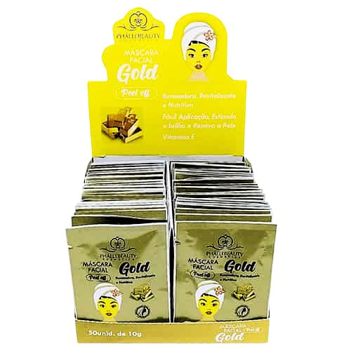 Máscara Facial Gold Peel Off Phállebeauty PH0016 - Box c/ 50 unid