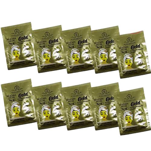Máscara Facial Gold Peel Off Phállebeauty PH0016 - Pcte c/ 10 unid