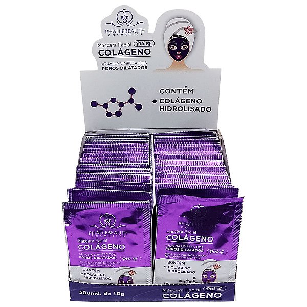 Máscara Facial Colágeno Peel Off Phállebeauty PH0516 - Box c/ 50 unid