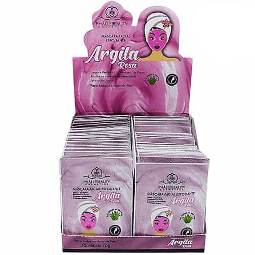 Máscara Facial Esfoliante Argila Rosa Phállebeauty PH0053 - Box c/ 50 unid