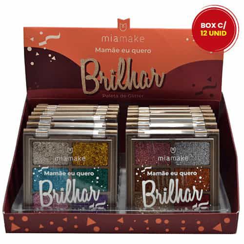 Paleta de Glitter Mamãe Eu Quero Brilhar Mia Make 214 - Box c/ 12 unid