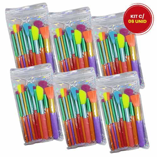 Kit com 15 Pincéis para Maquiagem PNL640 - Kit c/ 06 unid