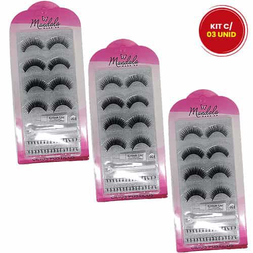 Kit de Cílios Postiços Mandala DF-2428 - Kit c/ 03 unid
