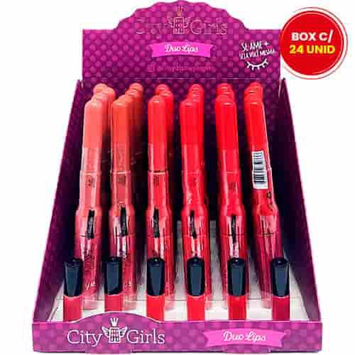 Batom Líquido Matte e Delineador Labial Duo Lips City Girls CG232 – Box c/ 24 unid