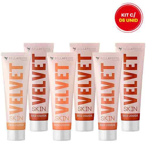 Base Líquida Velvet Skin Tons Médios Bella Femme BF10078B - Kit c/ 06 unid