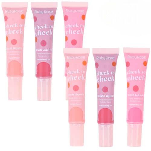 Blush Líquido Cheek To Cheek Ruby Rose HB-6116 - Kit c/ 06 Unid
