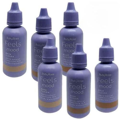 Base Líquida Fluida Feels Mood  Grupo 01 Tons Claros Ruby Rose HB-901/G1 - Kit c/ 06 unid