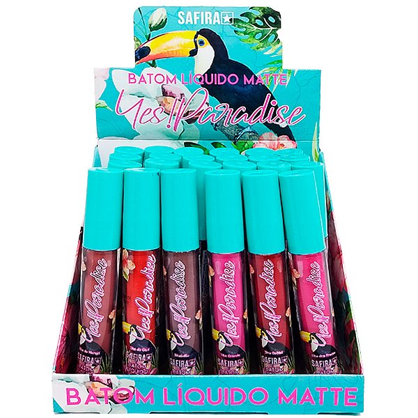 Batom Líquido Matte Yes Paradise Safira - Box c/ 24 unid