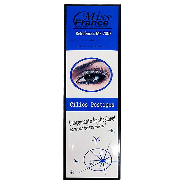 Kit Cílios Postiços com Cola Miss France MF-7007 - Box c/ 12 unid