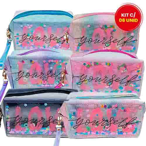 Necessaire Estampada Love Yourself LUA210-004-5-3 - Kit c/ 06 unid
