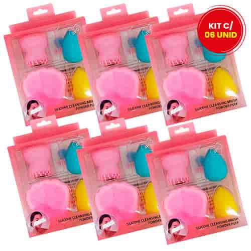 Kit Limpeza e Cuidados Faciais + Esponjas para Maquiagem LUA109-043-3-2 - Kit c/ 06 unid
