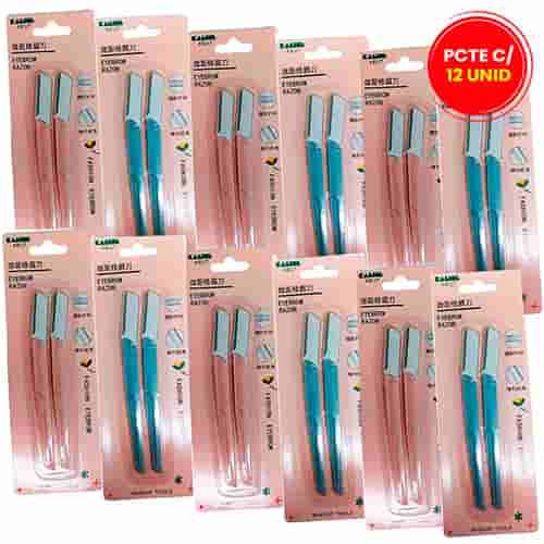 Kit com 2 Navalhas para Sobrancelha LB867-646-9-3 - Pcte c/ 12 unid