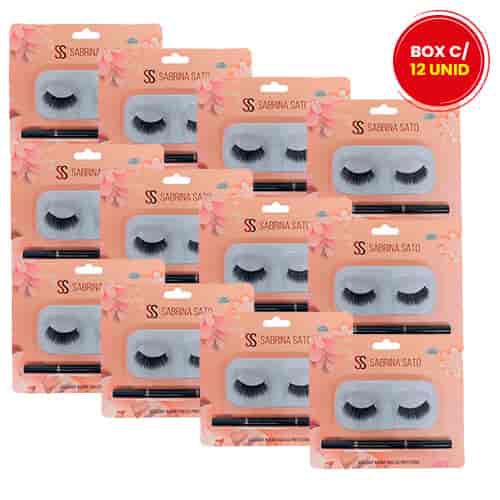 Kit de Cílios Postiços + Pincel para Sobrancelha Duplo 5D F023 Sabrina Sato SS-1341 - Box c/ 12 unid