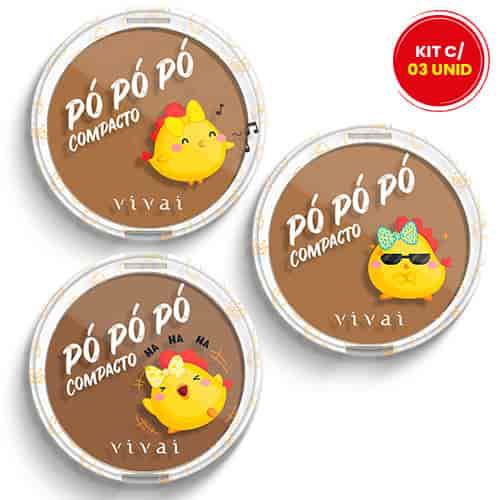 Pó Compacto Pó Pó Pó Tons Escuros Vivai 1009.4.2 - Kit  c/ 03 unid