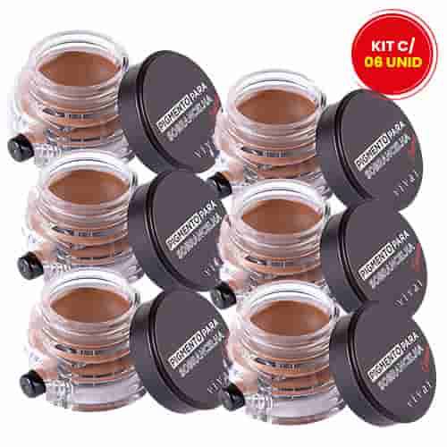 Pigmento para Sobrancelhas em Creme A Prova D'água Vivai 4021.1.2 - Kit c/ 06 unid