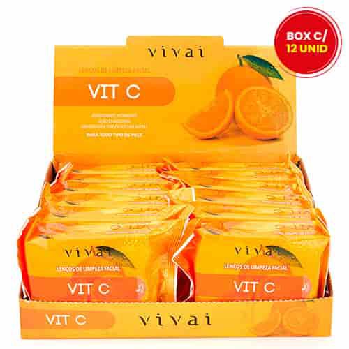 Lenço de Limpeza Facial Vitamina C Vivai 5057.1.1 - Box c/ 12 unid