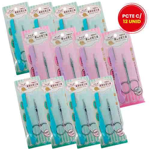 Kit de Navalha e Tesoura WL-168-1 - Pcte c/ 12 unid