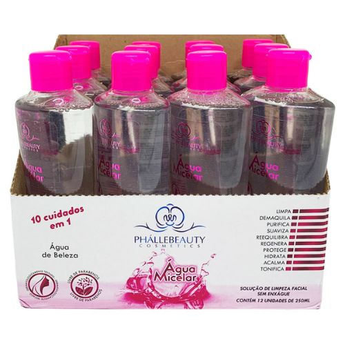 Água Micelar 250ml Phállebeauty PH013 - Box c/ 12 unid